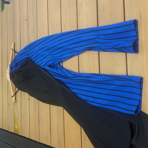 Black and Blue Striped Halter Jumpsuit Dress -  XS BNWOT - Picture 5 of 7